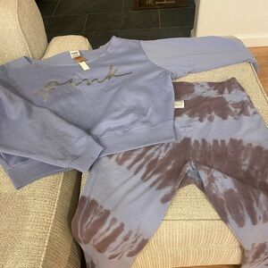 Pink crop sweatshirt & leggings.matching set